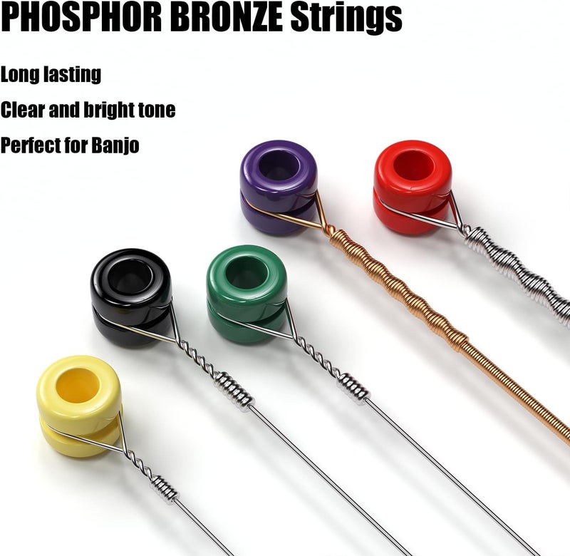 MUSCELL Banjo Strings, Handmade Phosphor Bronze 5-String Banjo Strings Ball End - 3 Packs Medium 10-23 BANJ-5S - Image 2